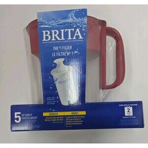 Brita Metro Water Pitcher Dispenser Standard 6 Cup W/FILTER Red New